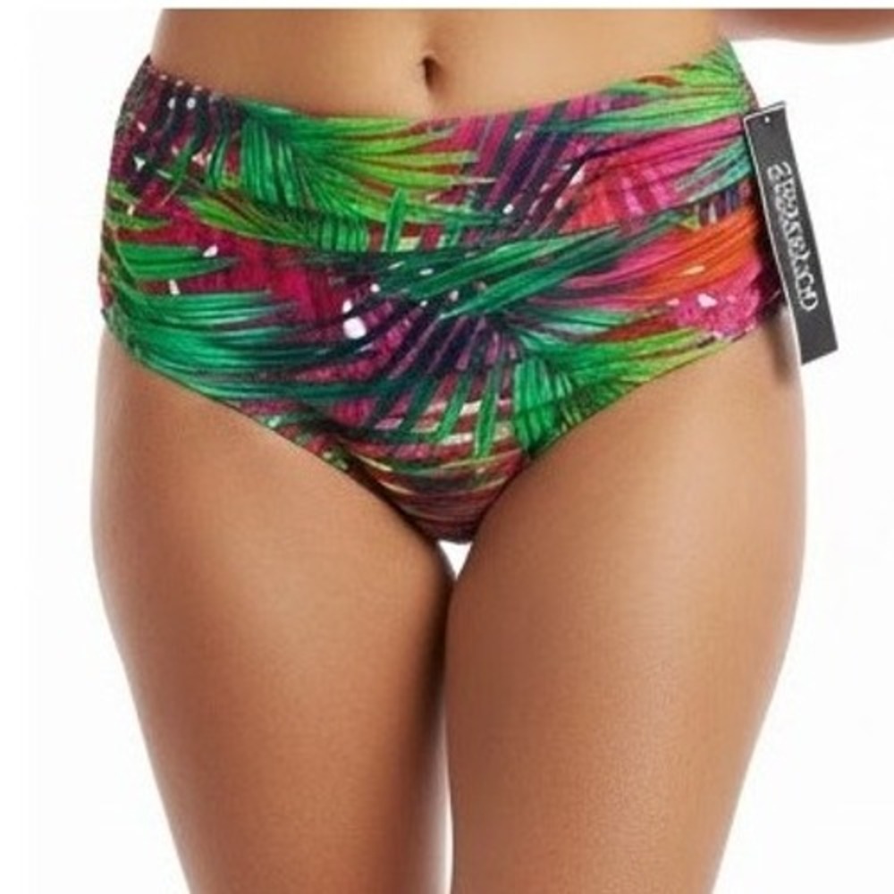 2Bamboo Swimsuit Bottom Size M Tropical High-Waisted Fold Over Beachy Summer NEW